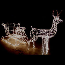 Outdoor 3D Deer and Sleigh Christmas Display