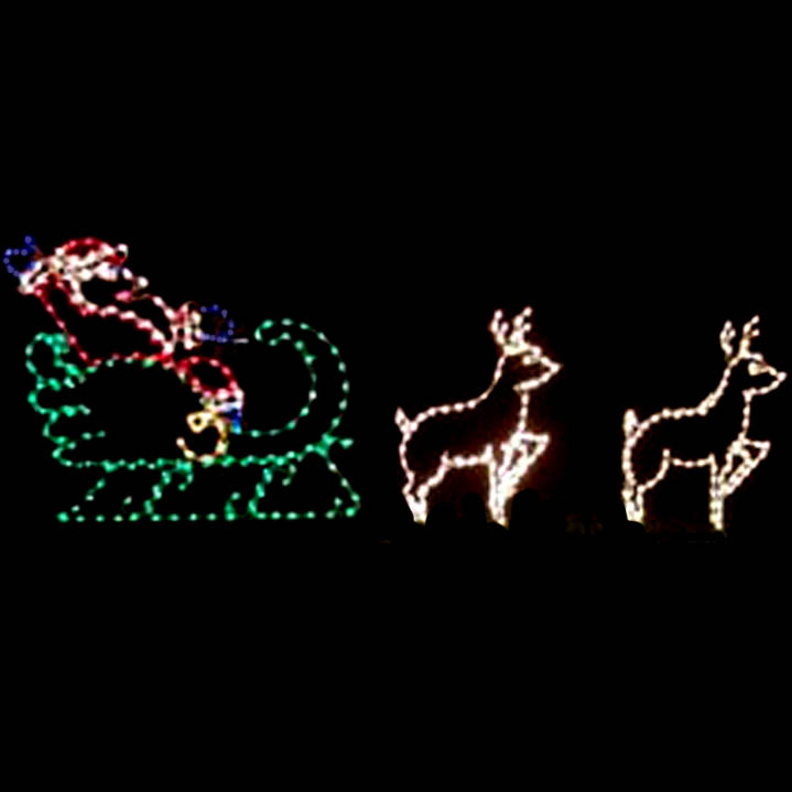 Christmas Display Santa Sleigh and Reindeer