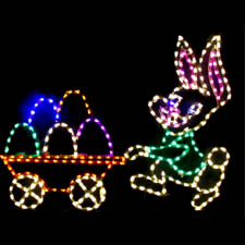 Outdoor LED Easter Bunny pushing Eggs in Cart
