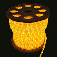 Spool of LED Yellow Rope Light