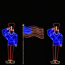 USA LED Flag with Saluting Soldier Scene