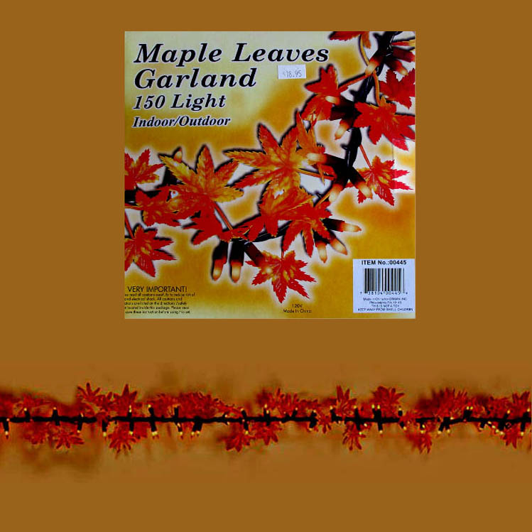 Lighted Fall Garland maple leaves 