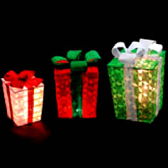 Green Red White Lighted Christmas Gift Boxes