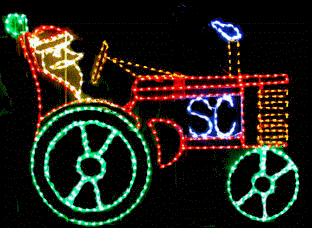 LED Yard Lighted Farm Tractor Santa