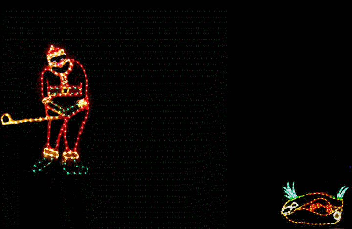 Yard display Santa and Gopher animated